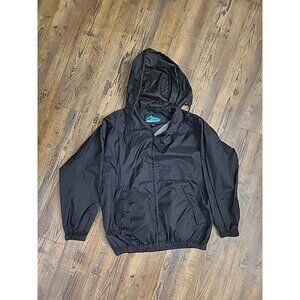 Men's Black Windbreaker Zip Front Mesh Lined Jacket Size Small